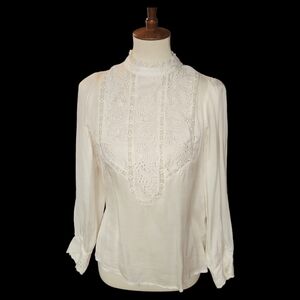 Lucky Brand Boho Lace Eyelet Blouse